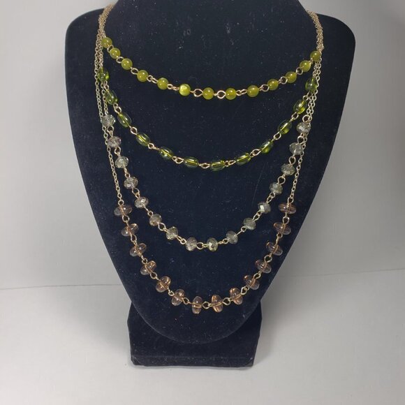 Gold tone Stylish Layered Colorful Beaded Necklace - Women's Fashion Jewelry - Picture 5 of 11